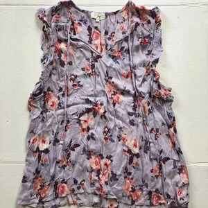 IVY Purple Floral  Sleeveless Top